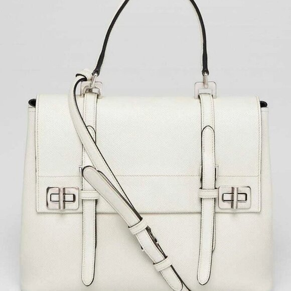 Prada Talco Saffiano Leather Top Handle Bag - Picture 1 of 12